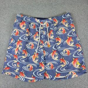 Tommy Bahama‎ Swim Trunks Men's Large Blue Koi Fish Japanese Print Nylon Short